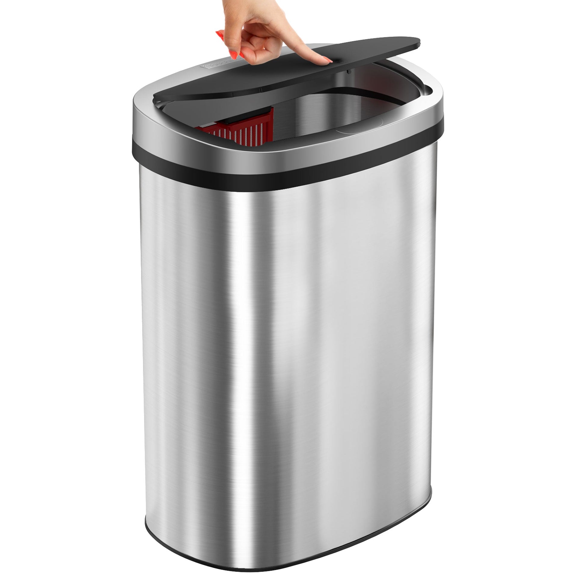 13 Gallon Composite Press Lid Kitchen Trash Can with AbsorbX