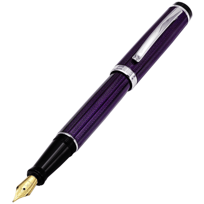 Xezo Incognito™ Diamond-Cut Lacquered Brass Fountain Pen (Extra Fine Nib) - Purple