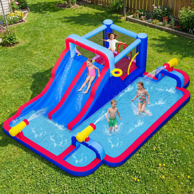 Inflatable Bounce House with 2 Water Slides and 3 Water Cannons With 680W Blower