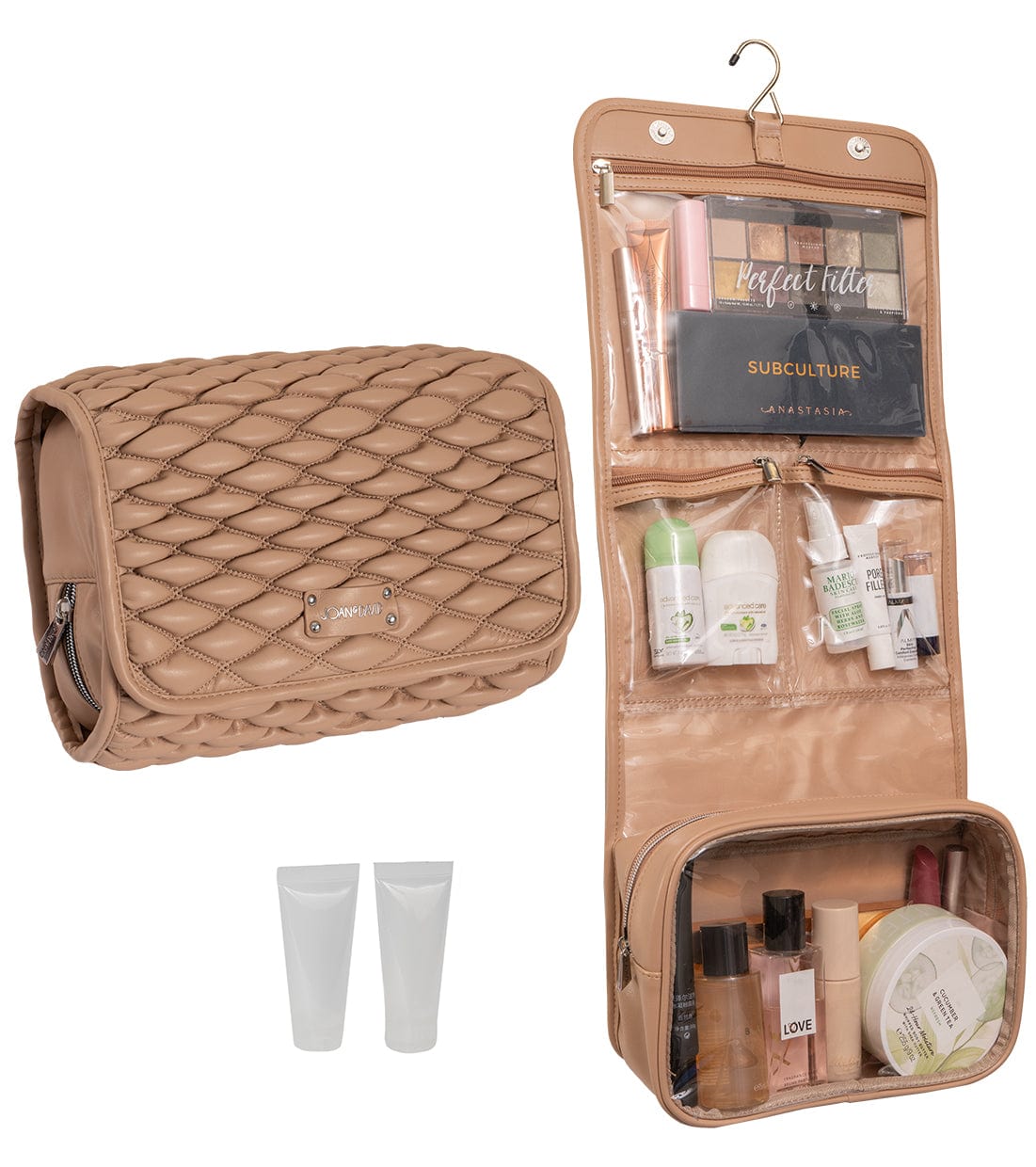 Joan & David Bubble Quilted Roll Hanging Toiletry Organizer Bag