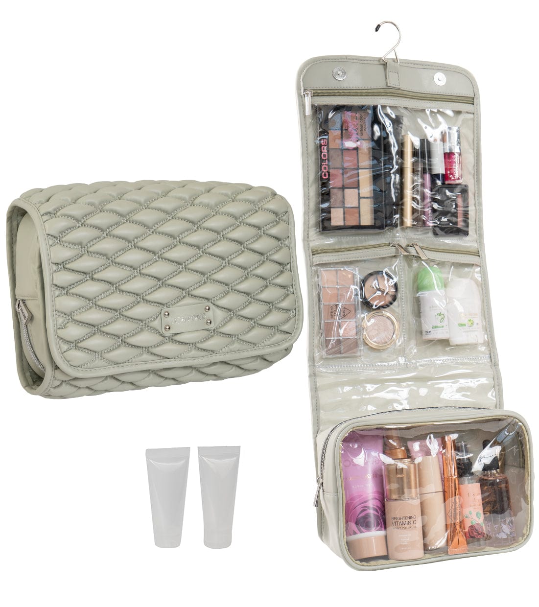 Joan & David Bubble Quilted Roll Hanging Toiletry Organizer Bag