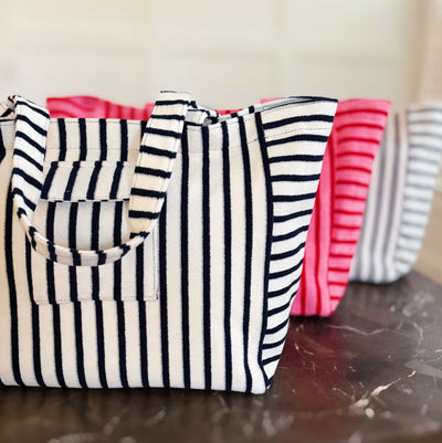 Jumbo Terry Cloth Carryall Striped Beach Bag