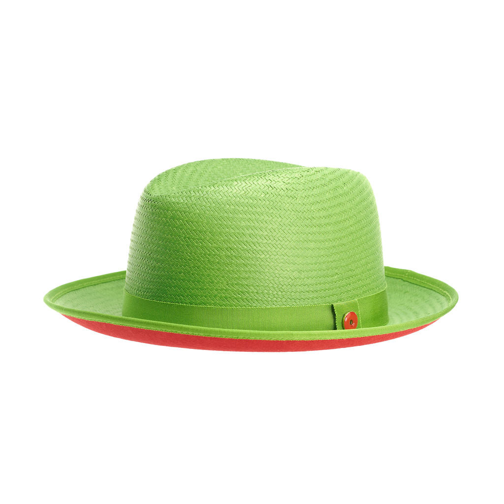 King (Lime Green Straw) Fedora Hat