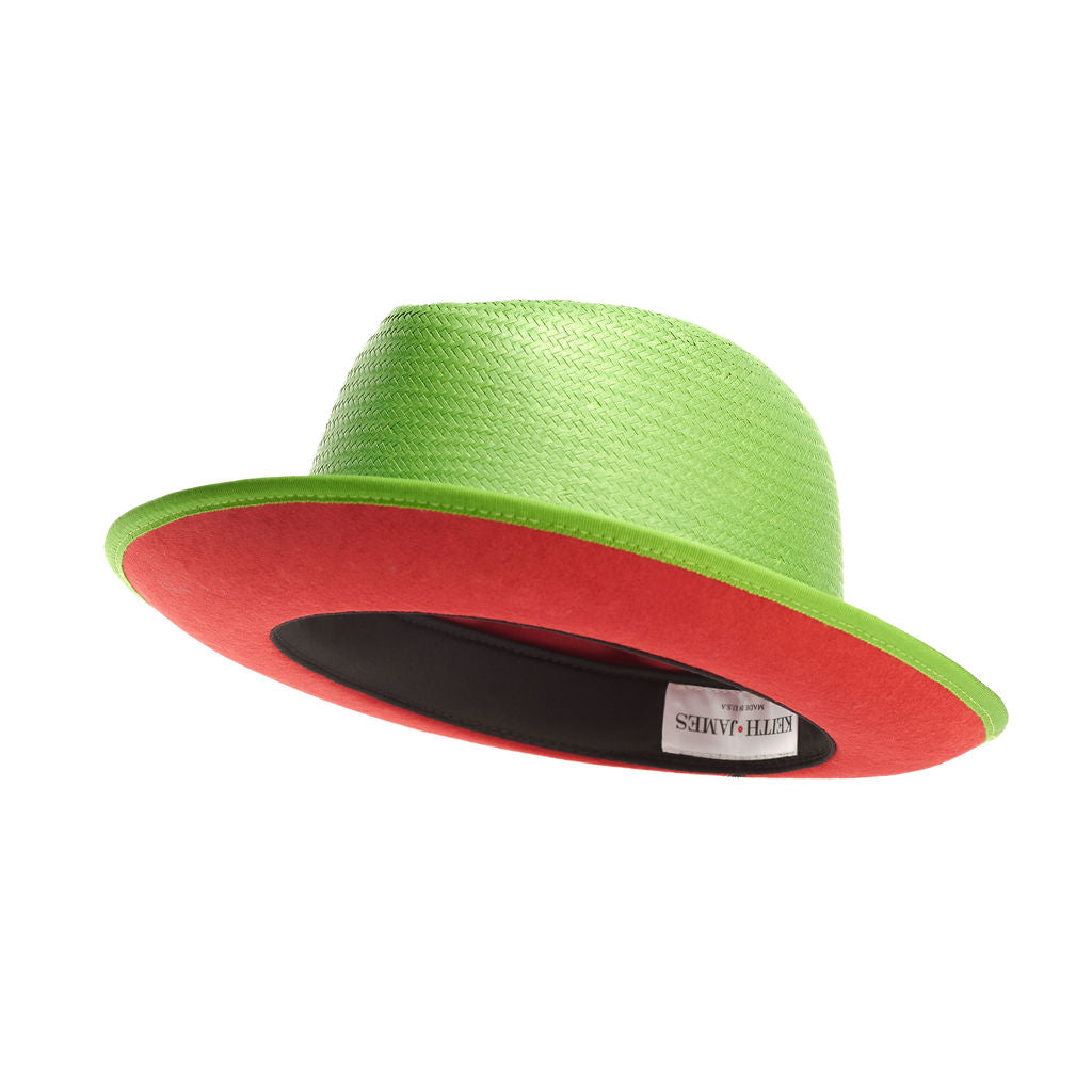 King (Lime Green Straw) Fedora Hat