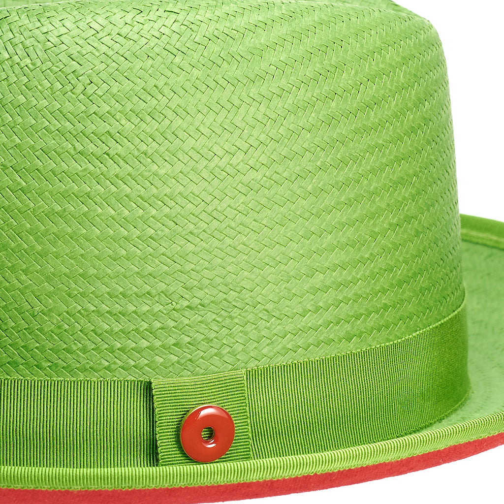 King (Lime Green Straw) Fedora Hat