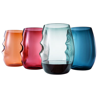Eze Acrylic Stemless Finger-Indent Wine Glassware, Set of 4