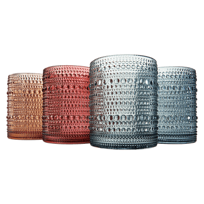 Tonal Hobnail Lowball Glassware, Set of 4