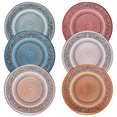 Tonal Vintage Glass Plate, Set of 6
