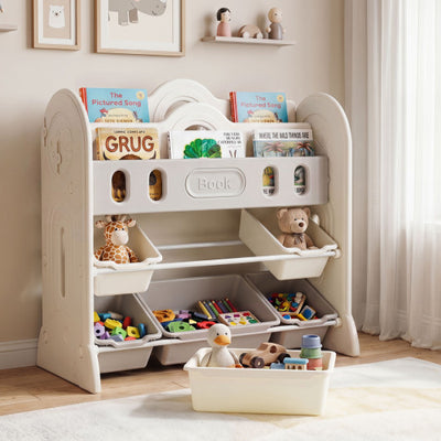 Kids Bookshelf and Toy Storage Organizer with 2 Front-Facing Racks