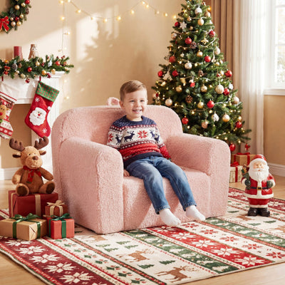 Kids Couch Portable Toddler Sofa with Anti-slip Base-Pink