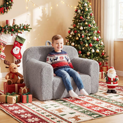 Kids Couch Portable Toddler Sofa with Anti-slip Base-Gray
