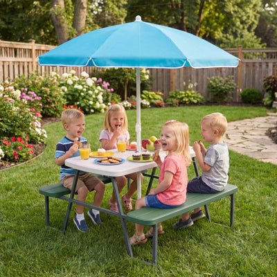 Kids Picnic Table with Benches Seats up to 4-Green