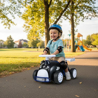 Kids Ride On Car Sliding Toy with Music and Under-Seat Storage-Black & Blue