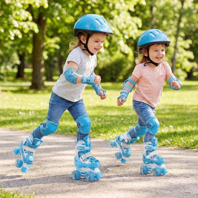 Kids Roller Skates 4 Sizes Adjustable with Light-up Wheels for Toddler Aged 3-4 (XS)-Blue