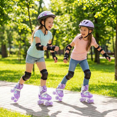 Kids Roller Skates for Girls Boys with Light-up Wheels and Safety Protection-Purple