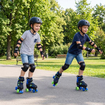 Kids Roller Skates for Girls Boys 4 Sizes Adjustable Quad Skates with Light-up Wheels for Outdoor-Navy