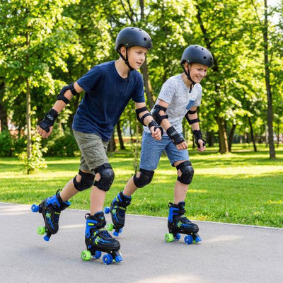 Kids Roller Skates for Girls Boys Teens 4 Sizes Adjustable Quad Skates with Light-up Wheels-Navy