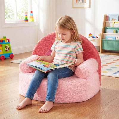 Kids Sofa Toddler Foam Couch with Soft Fleece Fabric Cover-Pink