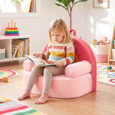 Kids Sofa Toddler Foam Couch with Soft Fleece Fabric Cover-Red
