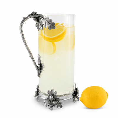 Glass Pitcher Pewter Acorn & Oak Leaf Handle
