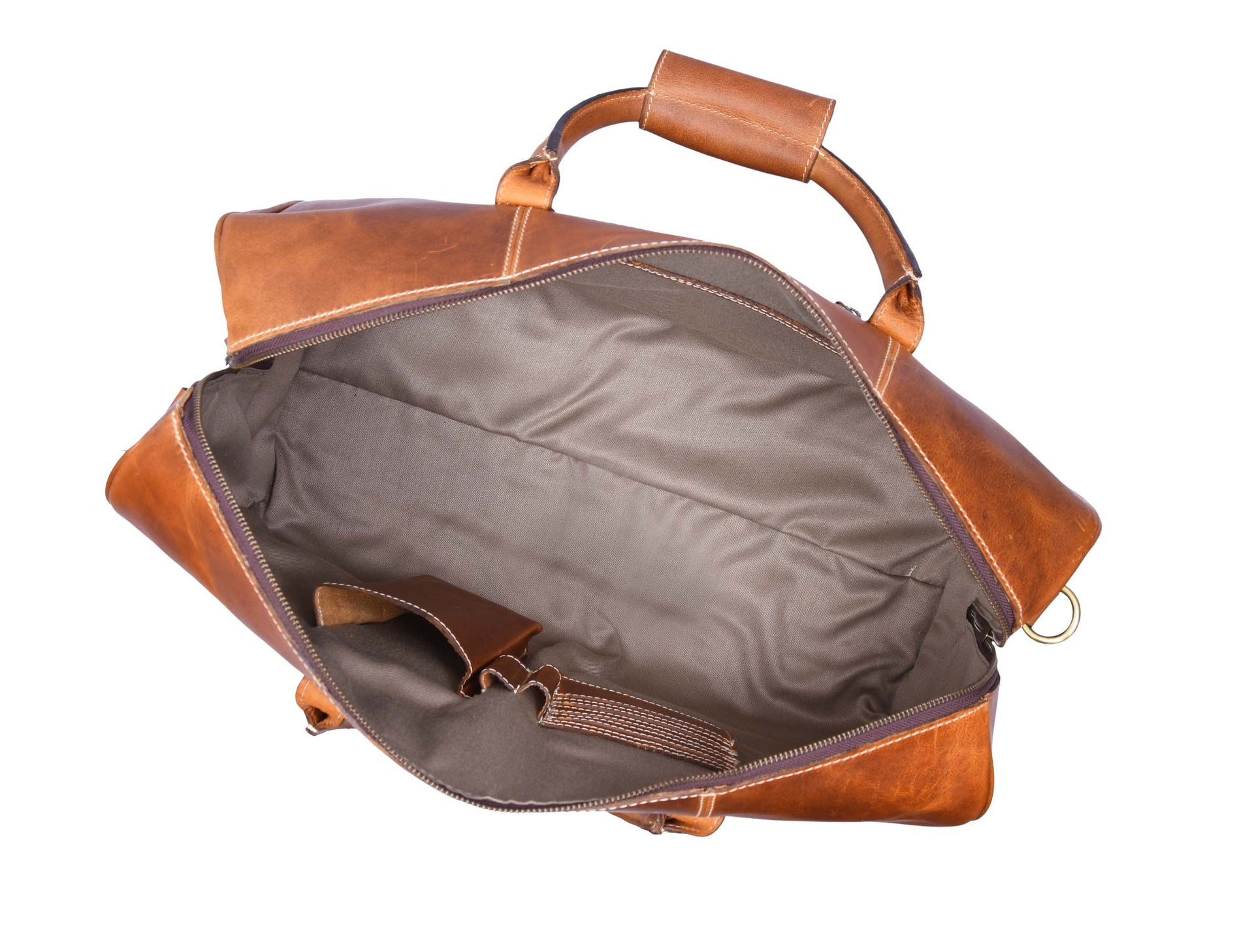 Walton Leather Travel Bag - Caramel Brown