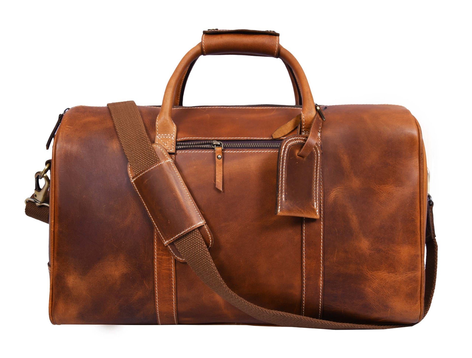 Walton Leather Travel Bag - Caramel Brown