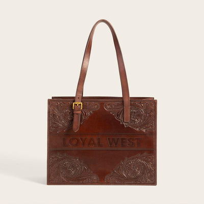 Loyal West Mivva Handtooled Medium Bag - Brunette Leather