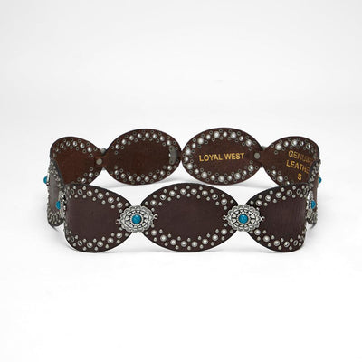 Loyal West Alta Buena Leather Belt In Calfskin-DARK BROWN