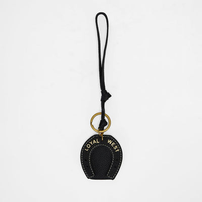 Loyal West HORSE SHOE BAG CHARM IN CALF LEATHER - BLACK