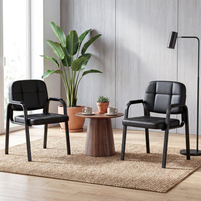 Leather Office Reception Chairs Waiting Room Guest Chairs Set of 2