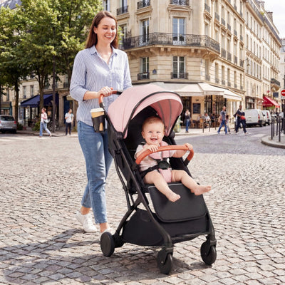 Lightweight Baby Stroller Compact Travel Stroller with One-Hand Folding-Pink