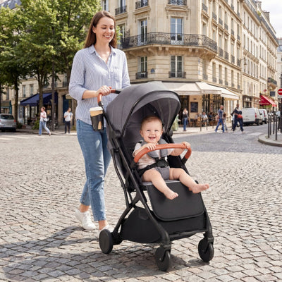 Lightweight Baby Stroller Compact Travel Stroller with One-Hand Folding-Gray
