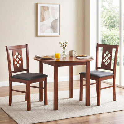 Linen Style Upholstered Kitchen Chairs with Wood Frames Set of 2-Cherry