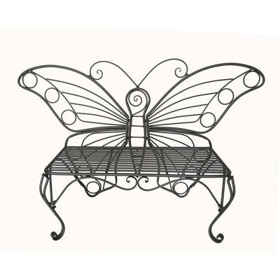 Modern Outdoor Butterfly Garden Bench in Black Metal Finish