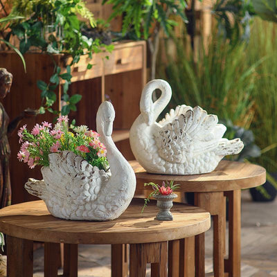 Vintage-Style Swan Planter