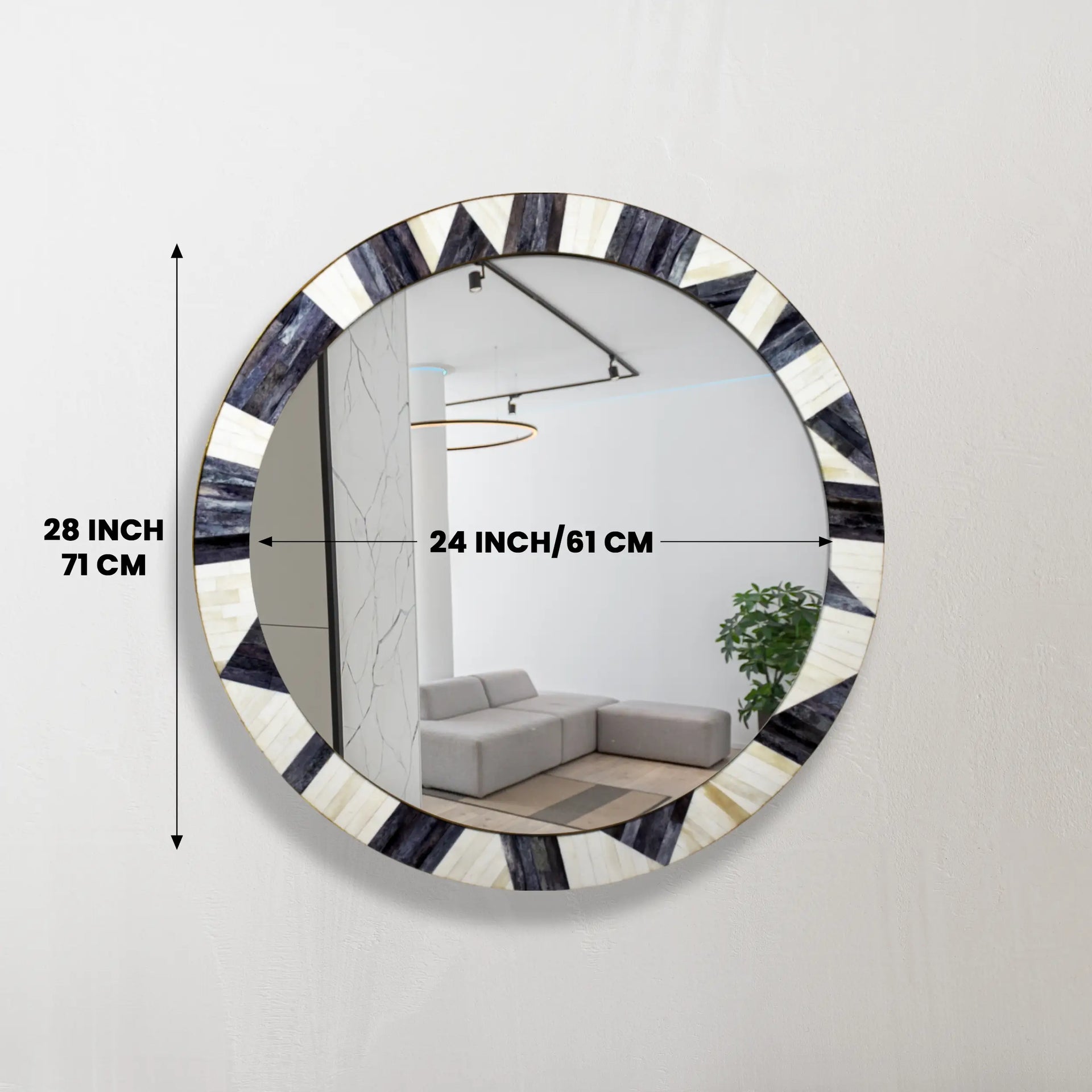 Bone Inlay Chaucer-Duchess Round Wall Mirror, 28
