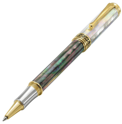 Maestro® Black and White Mother of Pearl Rollerball Pen - 18K Gold Plated