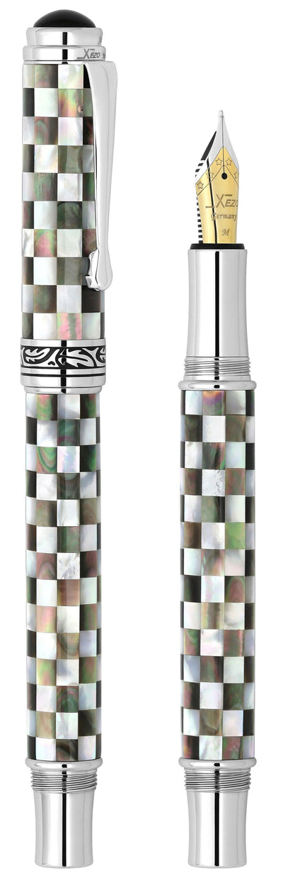 Xezo Maestro® Jubilee Classic of The Ocean Fountain Pen (Medium Nib) - Black & White Mother of Pearl