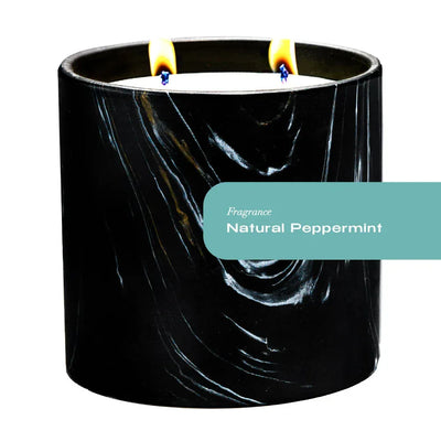 Natural Peppermint Black Marquina Candle 17oz