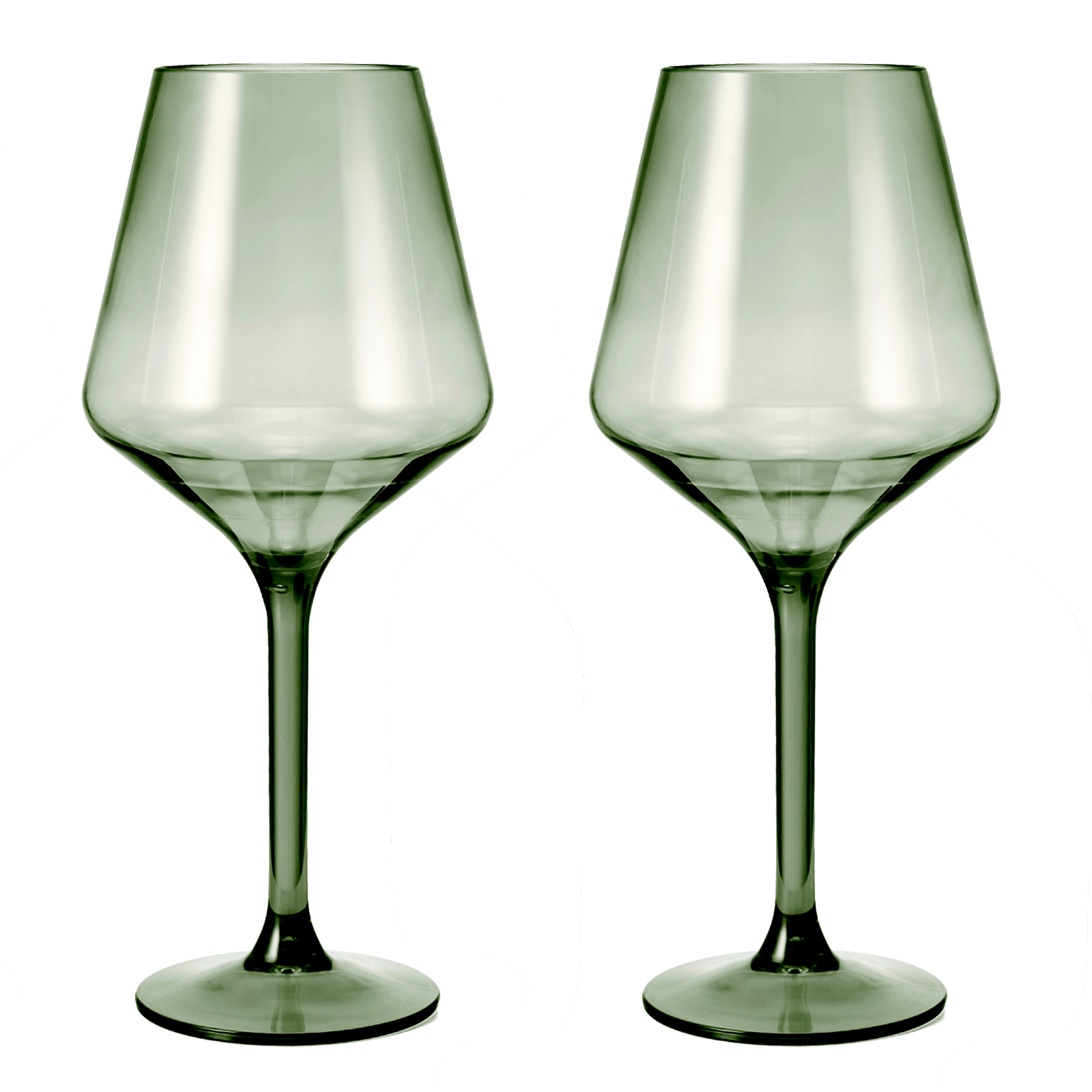 Floating Wine Glasses for Pool - Set of 2-15 OZ Shatterproof Poolside Wine Glasses, Tritan Plastic Reusable, Beach Outdoor Cocktail, Wine, Champagne, Water Glassware Spring Summer (Muted Green)