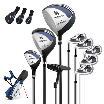 Mens LeftHanded Complete Golf Clubs and Bag Set Portable Lightweight Golf Stand Bag-Blue