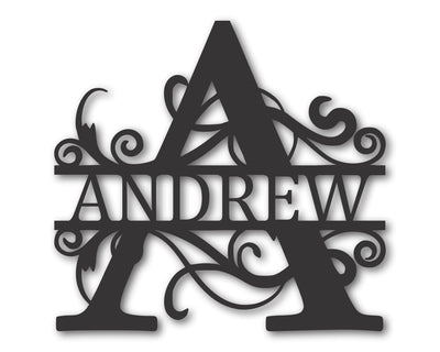Metal Split Letter Vine Monogram | Customizable Wall Art | Indoor Outdoor | Up to 46