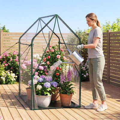Mini Green House Metal Frame with Waterproof Bottom Mat and Wind Ropes-XL