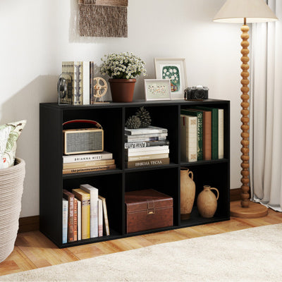 Modern 6-Cube Bookcase with Anti-tipping Kits for Bedroom Living Room-Black