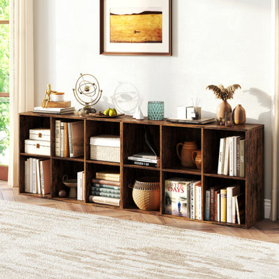 Modern 6-Cube Bookcase with Anti-tipping Kits for Bedroom Living Room-Rustic Brown