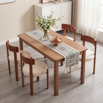 Modern Dining Chairs Set of 4 with Solid Rubber Wood Legs-Brown