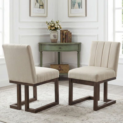 Modern Farmhouse Fabric Dining Chairs Set of 2 with 5.5
