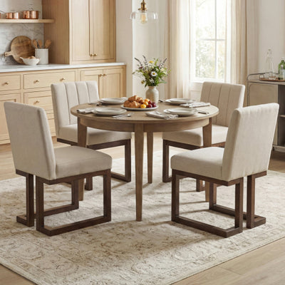 Modern Farmhouse Fabric Dining Chairs Set of 4 with 5.5