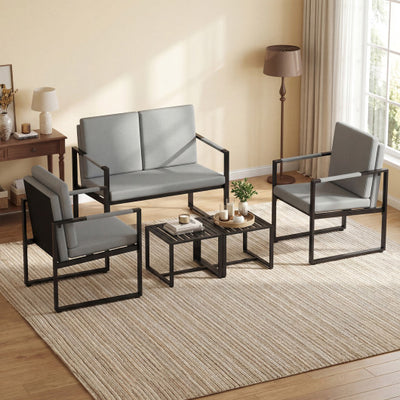 Modern Loveseat Sofa 2 Seater Small Couch-Gray