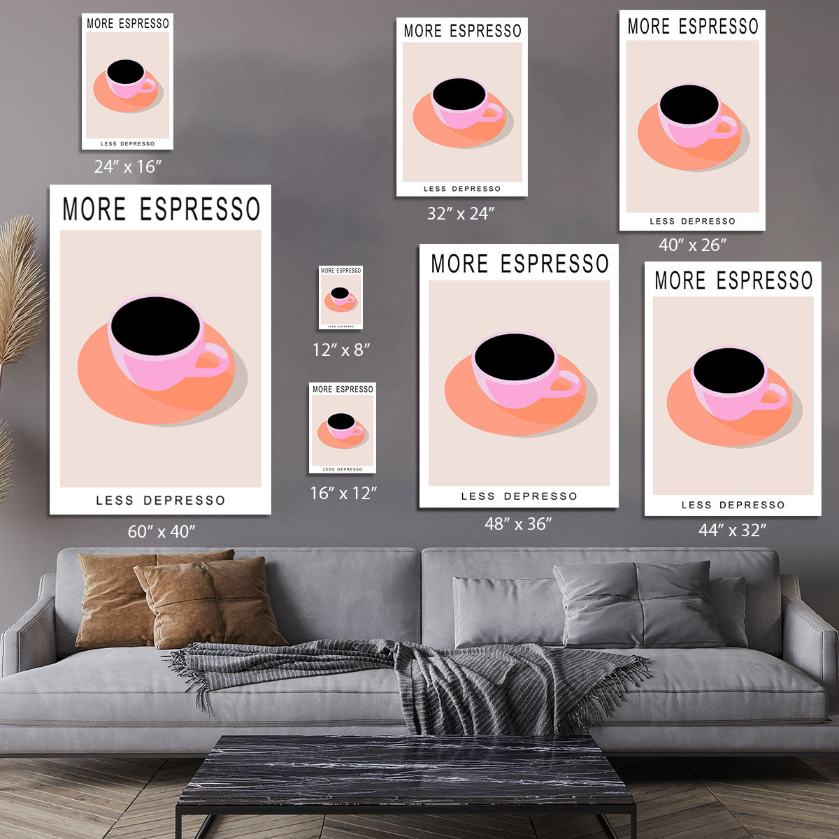 More Espresso Less Depresso Canvas Print or Poster